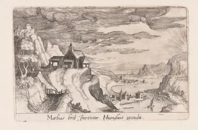 Landscape with a River Valley and a Church on a Hill, from Topographia Variarum Regionum