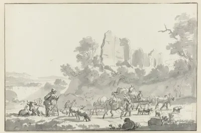 Landscape with a Shepherd and Cattle, and Travellers