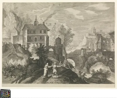 Landscape with a stone bridge