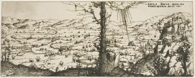 Landscape with a Tree in Center of Foreground