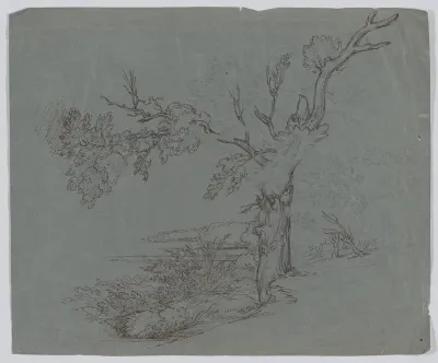 Landscape with a tree in the foreground