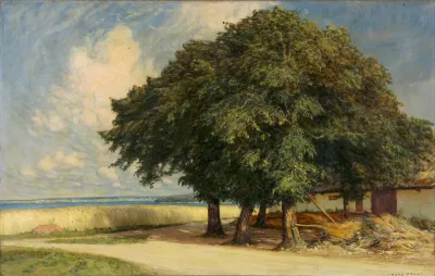 Landscape with a view of a lake.