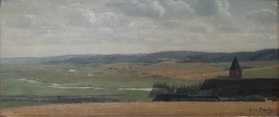 Landscape with a village in the summer.
