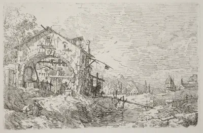 Landscape with a Woman at a Well [lower left]