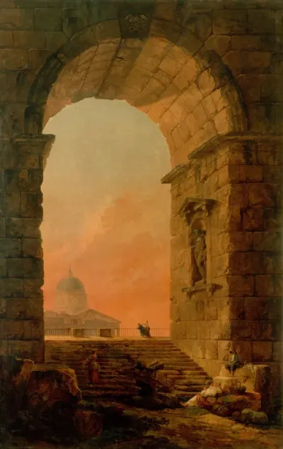 Landscape with an Arch and the Dome of St Peter's in Rome