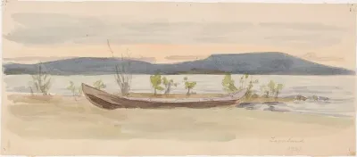 Landscape with boat ashore
