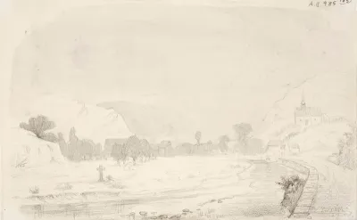 Landscape with Brook, Church and Mountain