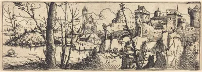 Landscape with Castle at Right, Surrounded by Rocks