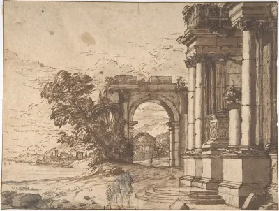 Landscape with Classical Architecture by a Lake