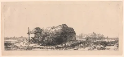 Landscape with Cottages and a Hay Barn: Oblong