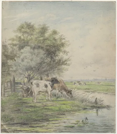Landscape with cows in a pasture