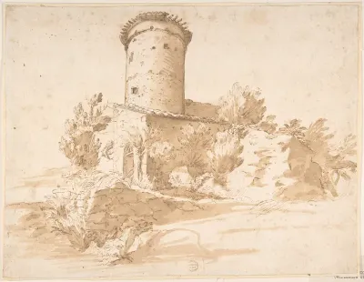 Landscape with Cylindrical Tower