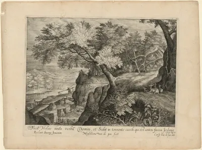 Landscape with Elijah Perching on a Rocky Outcrop in the Distance