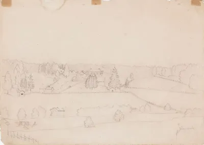 Landscape with Fields and Farmhouse