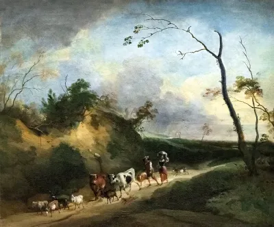 Landscape with figures and animals