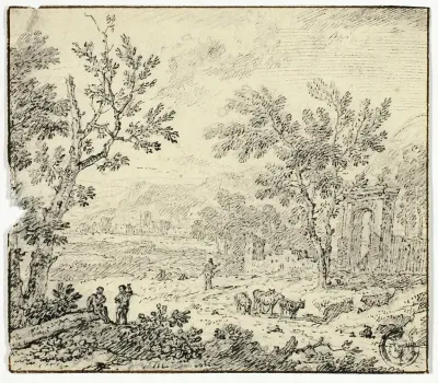 Landscape with Goats, Goatherd and Ruins