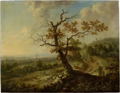 Landscape with Grazing Farm Animals