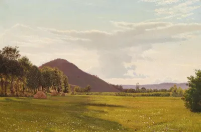 Landscape with haystacks.