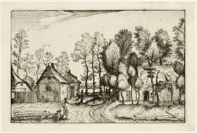 Landscape with Hewed Trees, plate seventeen after Pictures of Farms, Country Houses and Rustic Villages (Praediorum villarum et rusticarum casularum icones)