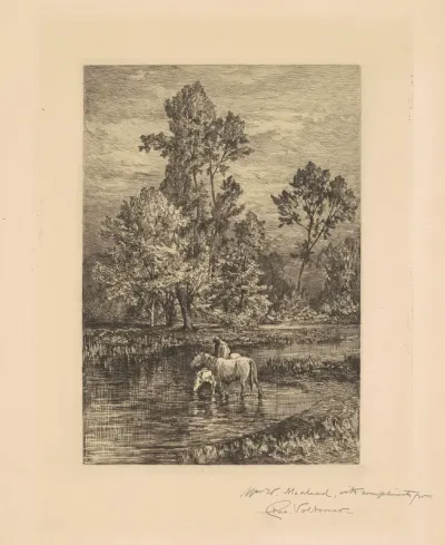 Landscape with Horses Drinking