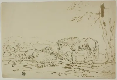 Landscape with Horses in Foreground