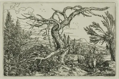 Landscape with Hunter and Three Dogs