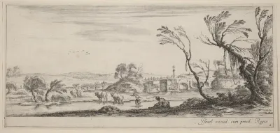 Landscape with Peasant Preparing to Cross a Stream