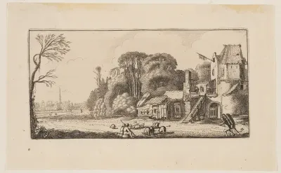 Landscape with Pigs and Two Peddlers, from Six Landscapes