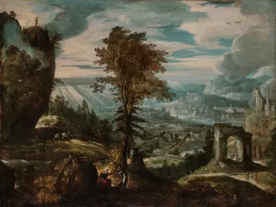 Landscape with scenes from the life of Christ