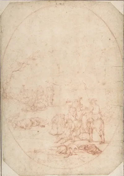Landscape with Soldiers Helping the Wounded after a Battle