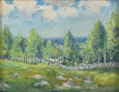 Landscape with Stone Wall