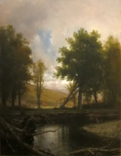 Landscape with Stream and Deer