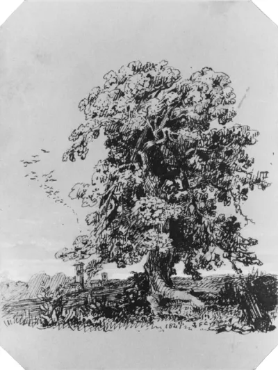 Landscape with Tree and a Village in the Distance (from Cropsey Album)