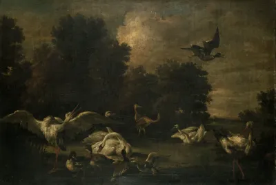 Landscape with Water Birds