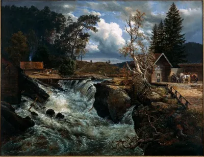 Landscape with Waterfall