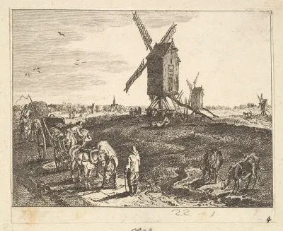 Landscape with Windmills and Cart