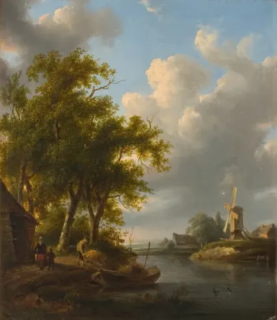 Landscape with windwmill and farm