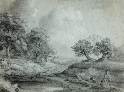 Landscape with Woman and Cows (recto); Sketch of a Landscape (verso)