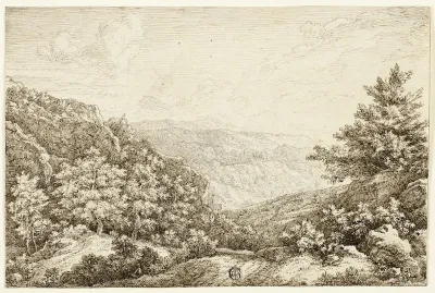 Landscape with Wooded Hills, Seated Figure