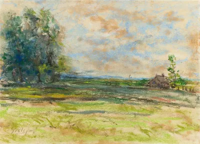 Landschaft mit Bauernhaus