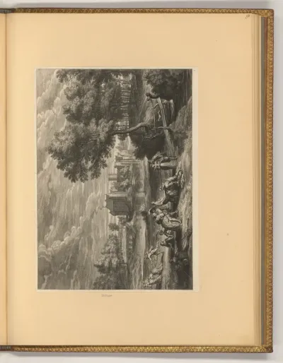 Landschaft mit Schloss und Gesellschaft