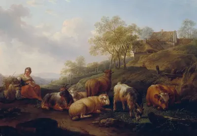 Landschaft mit weidendem Vieh