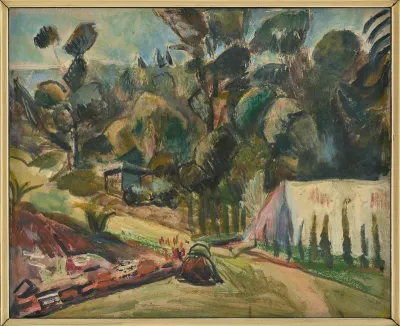 Landschaft mit Zelt