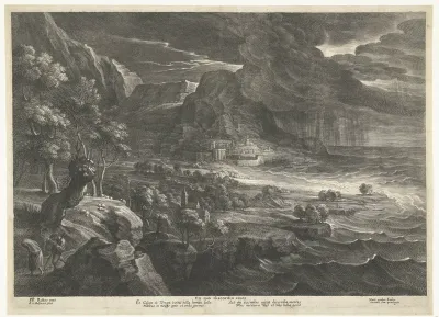 Landschap aan de kust met onweer
