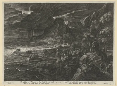 Landschap aan de kust met onweer