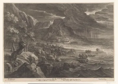 Landschap aan de kust met onweer