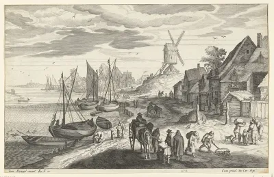 Landschap aan de kust met windmolen