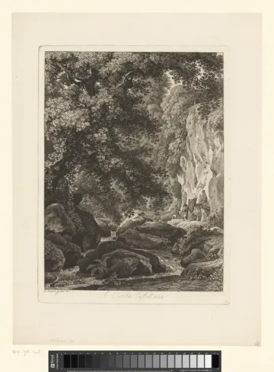 Landschap bij Civita Castellana met vissers