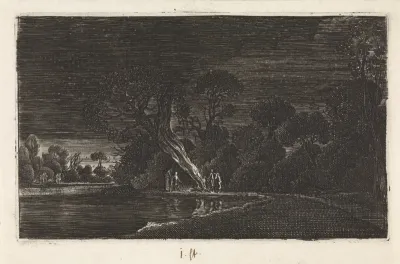 Landschap bij maanlicht