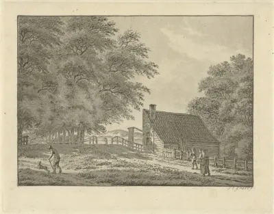 Landschap bij Overveen met wandelaars
